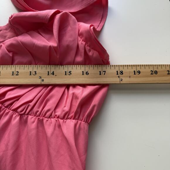 English Factory Maxi Dress Small Pink V-Neck Sleeveless Tiered Barbie Preppy - Picture 3 of 5